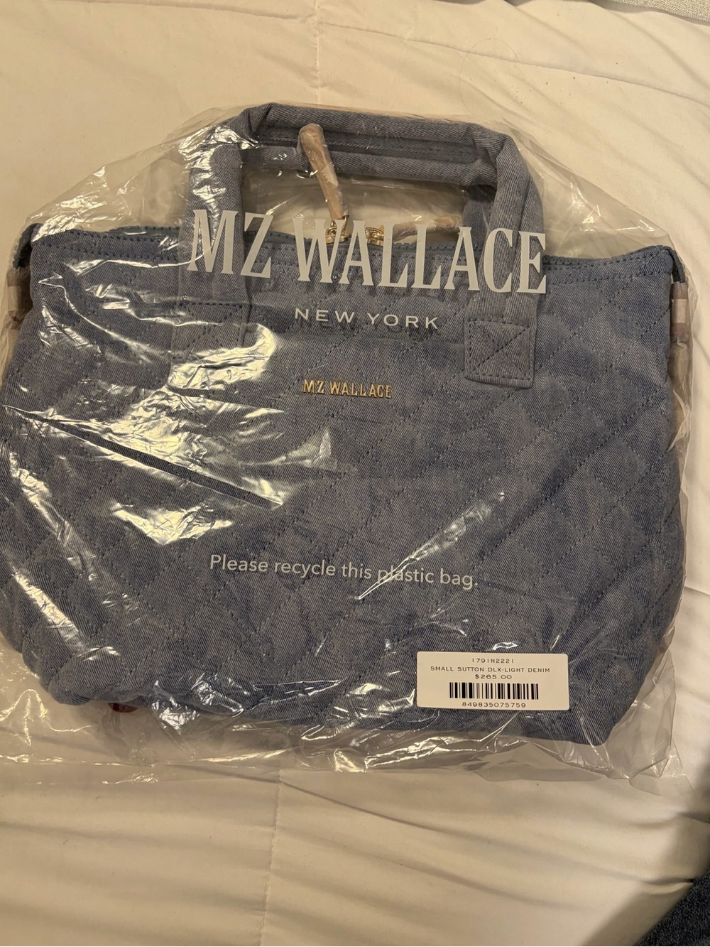 MZ Wallace Quilted Small Sutton Deluxe in Light Denim; NWT - Picture 7 of 9